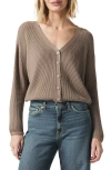 Splendid Bri Rib Blouson Sleeve Cardigan In Brown Sugar