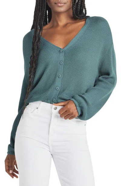 Splendid Bri Rib-knit Drop-shoulder Cardigan In Seaside