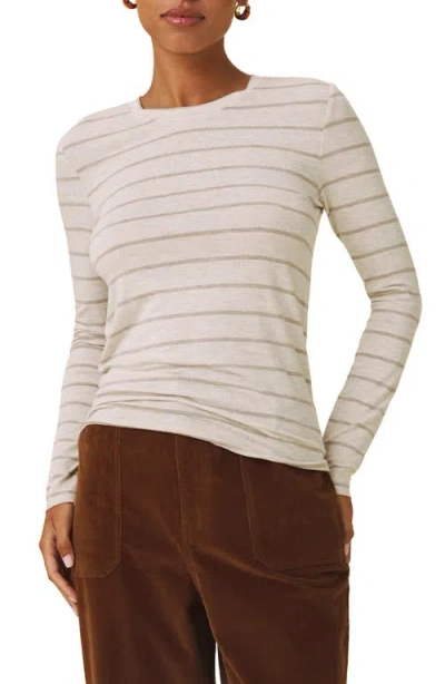 Splendid Bri Stripe Long Sleeve T-shirt In Neutral
