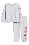 Splendid Bright Star Embellished Velour Sweatshirt & Joggers Set In Heather Grey