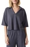 Splendid Brooke Johnny Collar Top In Ash Navy