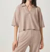 Splendid Brooke Short Sleeve Polo In Fawn In Beige