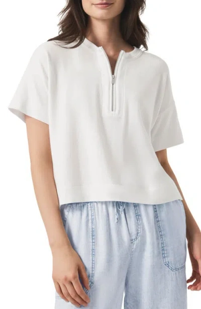Splendid Brooke Short Sleeve Quarter Zip Top In White