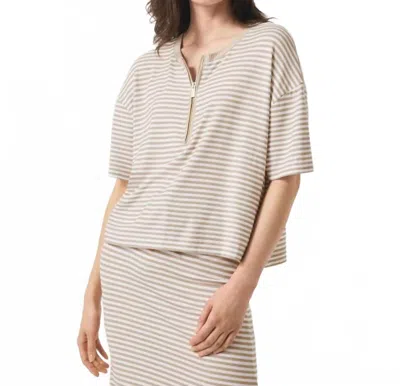 Splendid Brooke Stripe Short Sleeve Top In Fawn Stripe In Multi