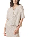 Splendid Brooke Stripe Short Sleeve Half Zip T-shirt In Fawn Stripe