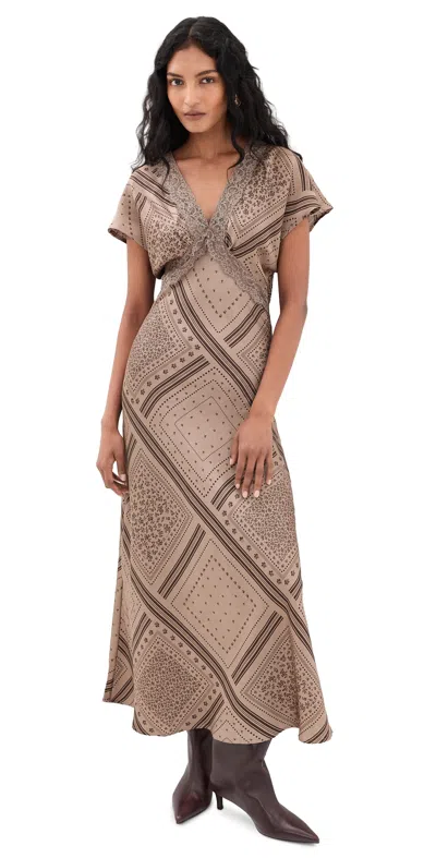 Splendid Brynley Dress Taupe Grey Bandana In Neutral