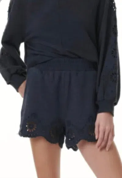 Splendid Brynn Eyelet Sweatshirt In Navy In Yellow