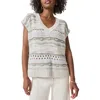 Splendid Brynna Stripe Open Stitch V-neck Sweater In Twilight Multi