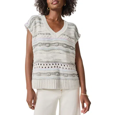 Splendid Brynna Stripe Open Stitch V-neck Sweater In Twilight Multi