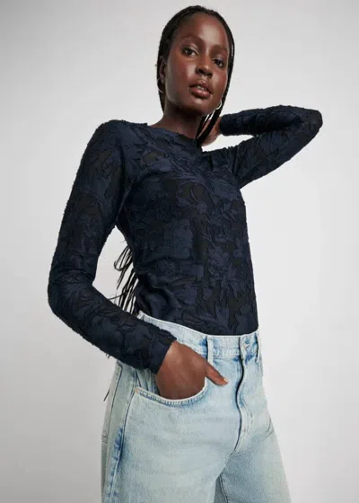 Splendid Burnout Floral Long Sleeve Tee In Black