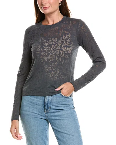 Splendid Burnout Knit Long Sleeve Top In Purple