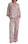 Splendid Button-up Shirt & Pants Pajamas In Pink