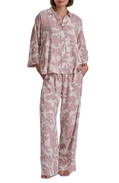 Splendid Button-up Shirt & Pants Pajamas In Pink