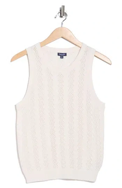 Splendid Cable & Pointelle Sleeveless Sweater In Neutral