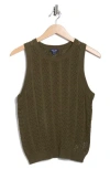 Splendid Cable & Pointelle Sleeveless Sweater In Green