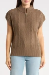 Splendid Cable Knit Half Zip Pullover In Brown