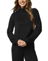 Splendid Cable Lounge Turtleneck Top In Black