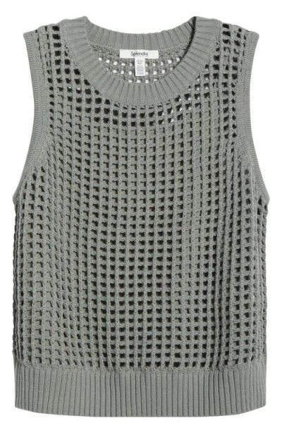 Splendid Camellia Open Knit Sleeveless Sweater In Gray