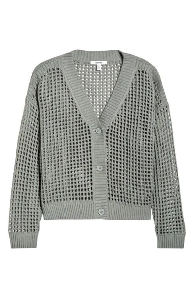 Splendid Camellia Openwork V-neck Cotton Blend Cardigan In Green