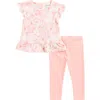 Splendid Cameo Blooms Print Top & Leggings Set In Shell