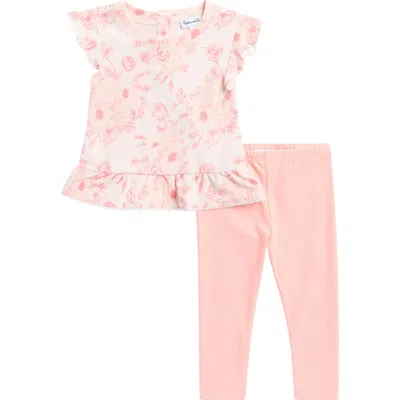 Splendid Babies'  Cameo Blooms Print Top & Leggings Set In Shell
