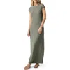 Splendid Cap Sleeve Waffle Scuba Maxi Dress In Green