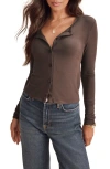 Splendid Long Sleeve Button Front Cardigan In Brown