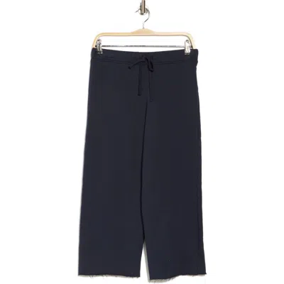 Splendid Carrie Ankle Crop Wide Leg Terry Pants In Navy