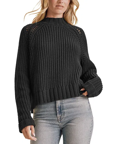 Splendid Cassidy Shaker Knit Crewneck Sweater In Black