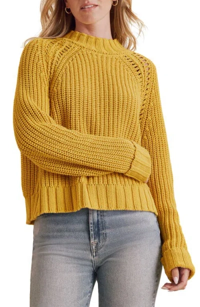 Splendid Cassidy Shaker Knit Crewneck Sweater In Yellow