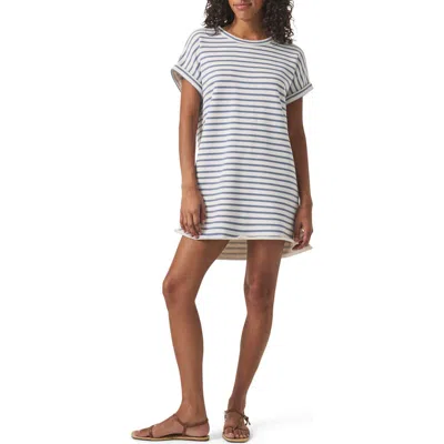 Splendid Cassie Stripe Cotton French Terry Minidress In White/seaport