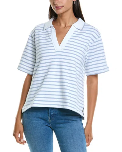 Splendid Cassie Stripe Polo Shirt In Blue