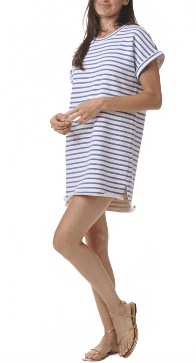 SPLENDID CASSIE TERRY STRIPE DRESS IN WHITE/SEAPORT