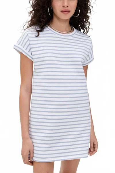 Splendid Cassie Terry Stripe Mini Dress In White/seaport In Neutral
