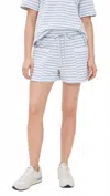 Splendid Cassie Terry Stripe Shorts White/seaport In Multi