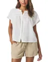 Splendid Catalina Short Sleeve Linen Blend Button-up Shirt In White