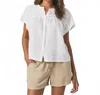 Splendid Catalina Short Sleeve Linen Blend Button-up Shirt In White