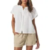 Splendid Catalina Short Sleeve Linen Blend Button-up Shirt In White