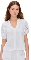 Splendid Cayden Embroidered Eyelet Top In White