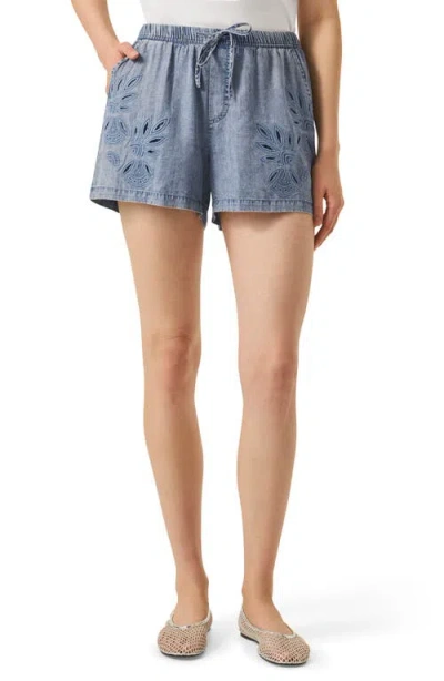 SPLENDID SPLENDID CAYDEN EMBROIDERED CHAMBRAY DRAWSTRING SHORTS