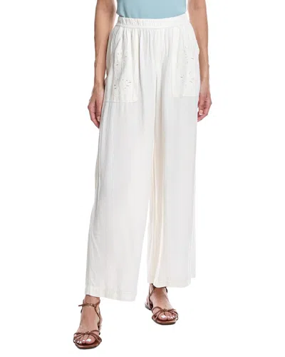 Splendid Cayden Embroidered Linen-blend Pant In White
