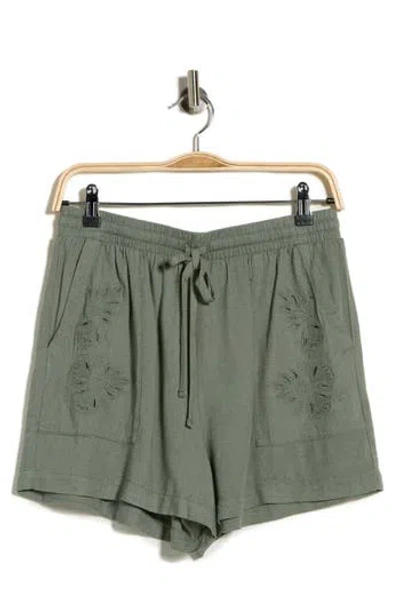Splendid Cayden Embroidered Shorts In Green
