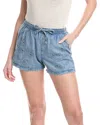 Splendid Cayden Embroidered Chambray Drawstring Shorts In Blue
