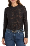 Splendid Cece Floral Semisheer Long Sleeve Top In Black