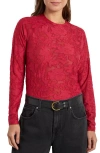 Splendid Cece Floral Semisheer Long Sleeve Top In Red