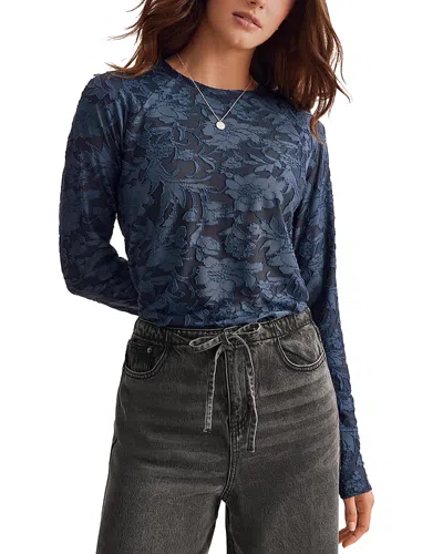 Splendid Cecelia Floral Long Sleeve Tee In Blue
