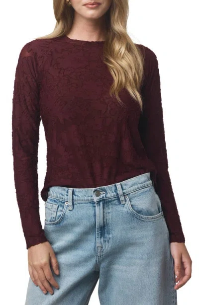 Splendid Cecelia Floral Long Sleeve Top In Burgundy