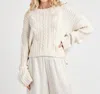 Splendid Cecilia Mixed Stitch Crewneck Sweater In White