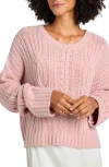 Splendid Cecilia Mixed Stitch Crewneck Sweater In Cotton Candy