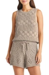 Splendid Celine Open Stitch Sleeveless Sweater In Rattan